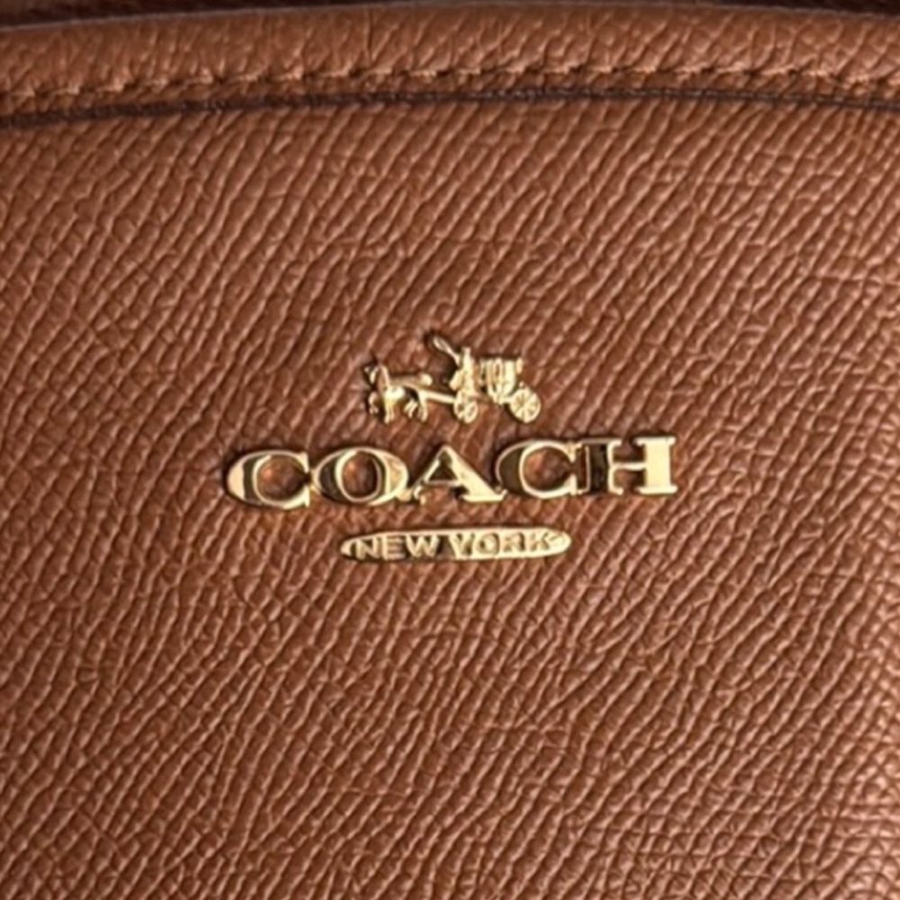 Coach Margot Carryall Crossbody Bag Pebbled Leather Brown Tote Satchel / Strap - Picture 4 of 17